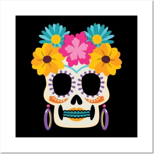 Skull and Flower Posters and Art